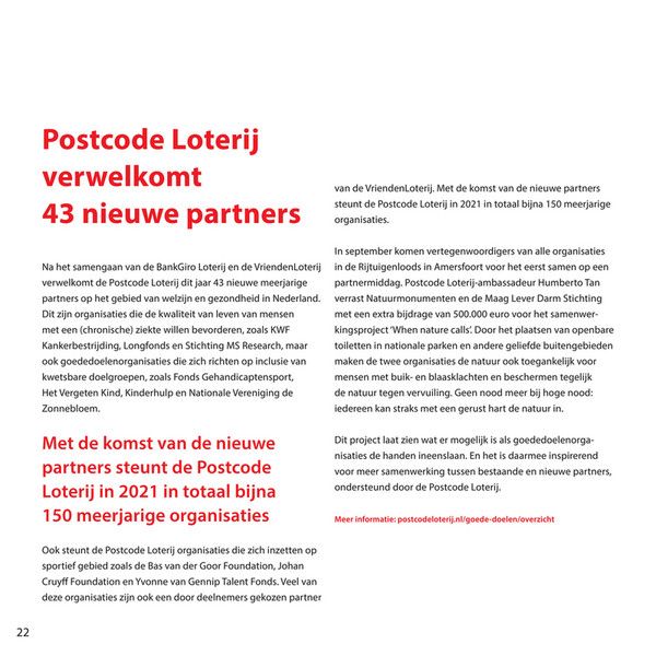 Nationale Postcode Loterij Jaarverslag 2021 Postcode Loterij en VriendenLoterij Pagina 2425